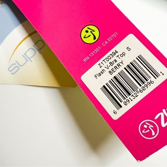 Zumba Flash V-Bra Top in Berry Pink & Black – Small & XS – New with Tags! - Picture 4 of 11